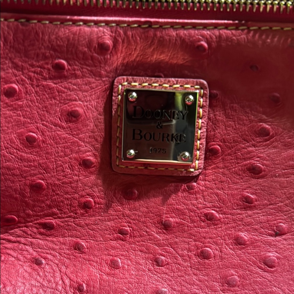 Dooney & Bourke Pink Ostrich-Embossed Handbag - Picture 2 of 10